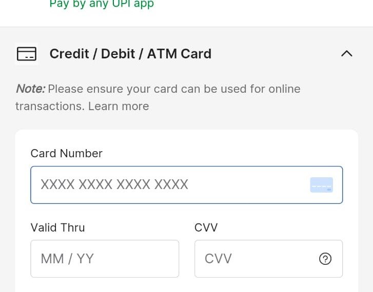 add credit card in Flipkart